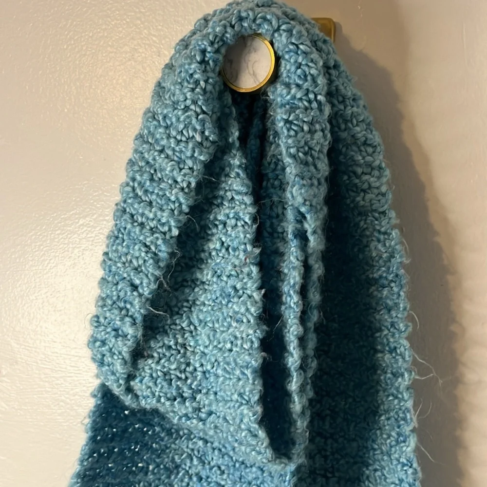 Handmade Knit Blue and Pink Super‎ Soft Cozy Pair of Scarves